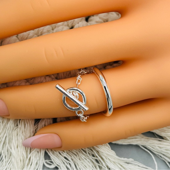 925 Open Minimalist Retro Chain Ring - Picture 5 of 6